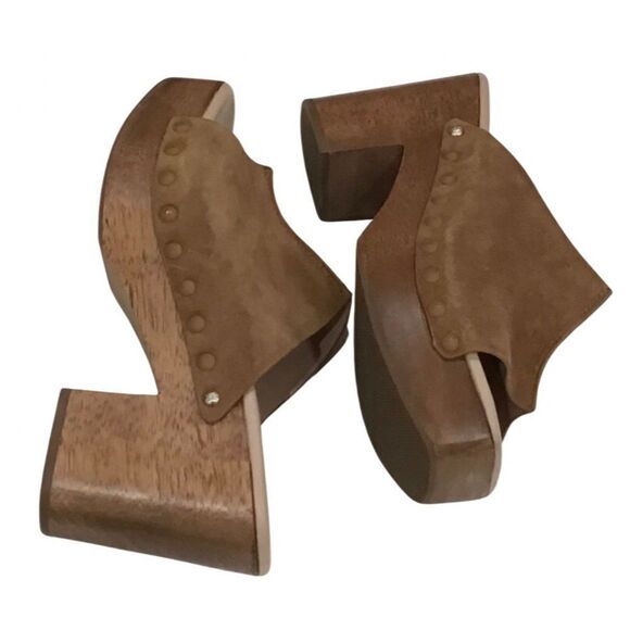 Brown Suede Clogs, Square-toe, Sam Edelman, Size 8.5 - Picture 7 of 12